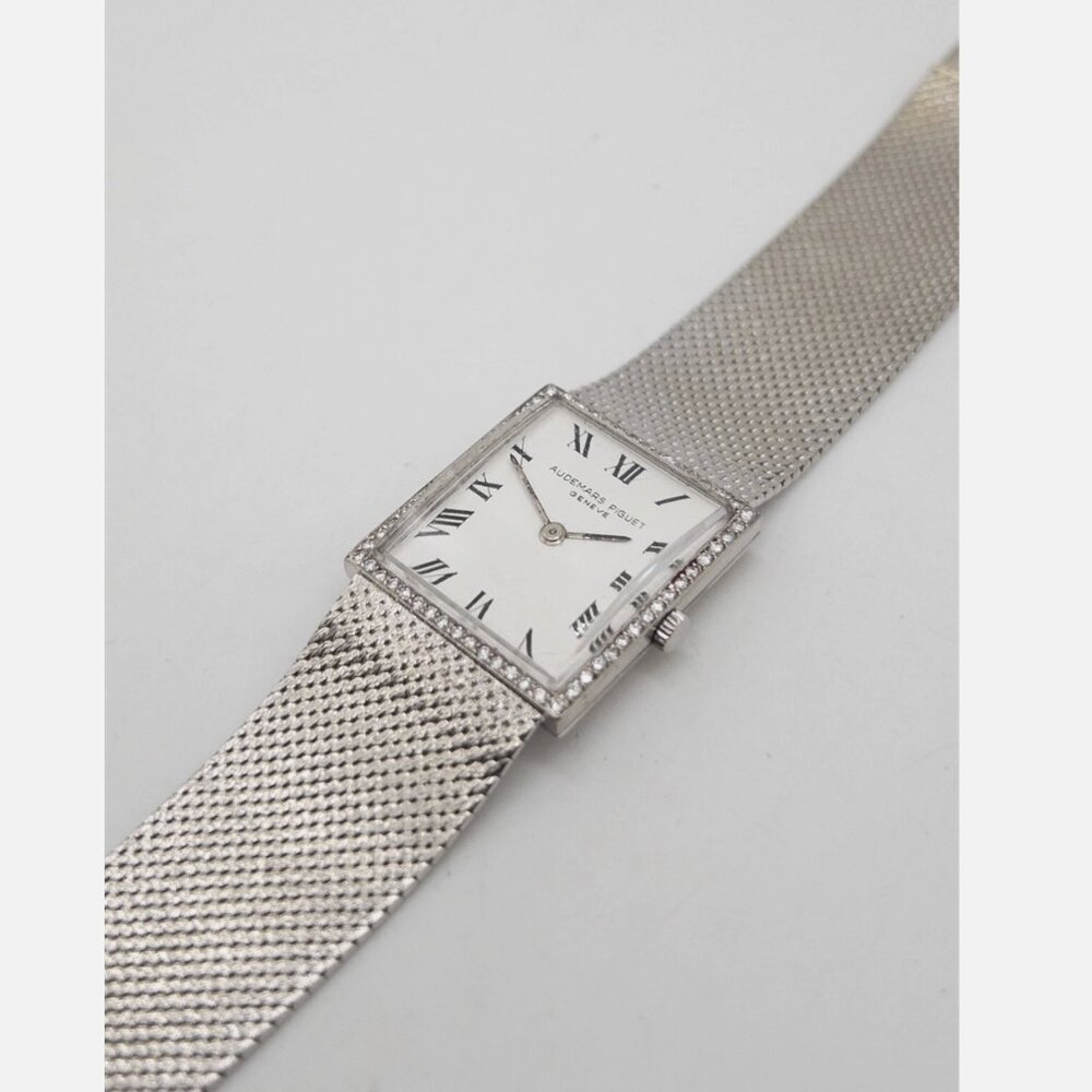 MINT VINTAGE AUDEMARS PIQUET FACTORY DIAMOND LADIES WATCH 18K WHITE GOLD - Picture 6 of 8